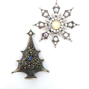 Pair Christmas Brooches
